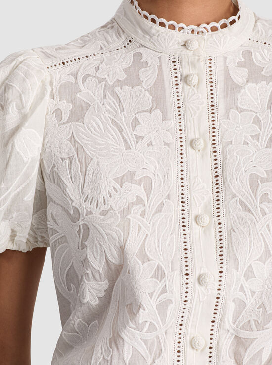 OFF WHITE-LORYN EMBROIDERED BLOUSE