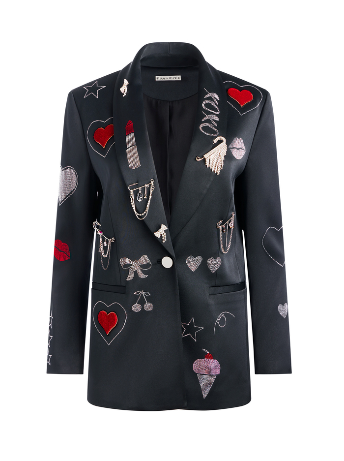 IVAN EMBELLISHED BLAZER - BLACK/SILVER image 5 - Alice And Olivia