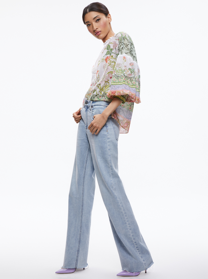 JULIUS BLOUSON SLEEVE TIE FRONT TOP - FLORAL FEST image 7 - ALICE + OLIVIA