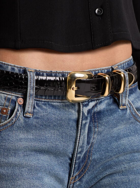 BLACK/GOLD-HAYDEN BUCKLE BELT