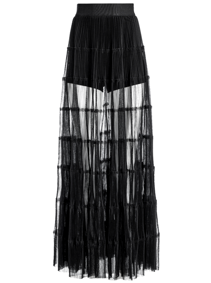 LEVON PLEATED MAXI SKIRT WITH HOT PANT - BLACK image 5 - Alice And Olivia