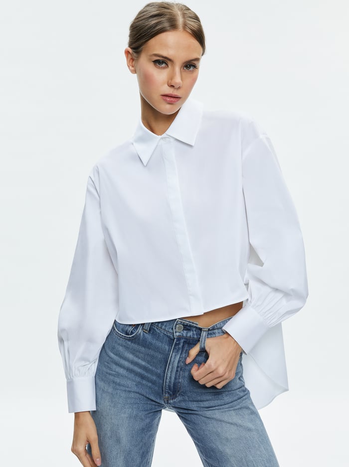 FINELY HIGH-LOW BLOUSE - OFF WHITE - Alice And Olivia