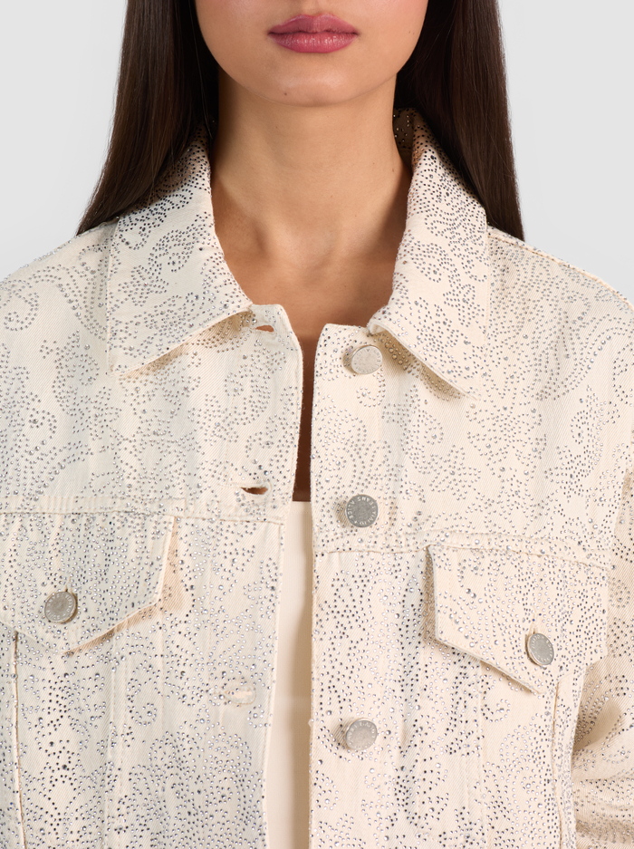 JEFF EMBELLISHED DENIM JACKET - OFF WHITE/MULTI image 4 - ALICE + OLIVIA