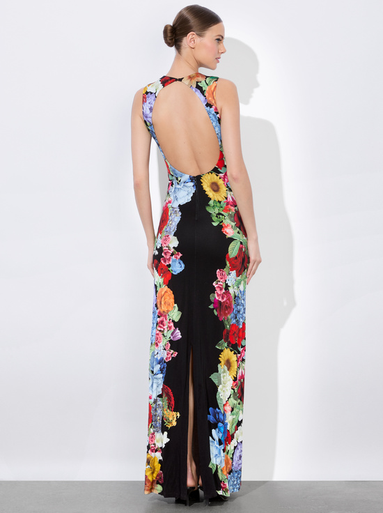 GARDEN BRUNCH BLACK-DELORA OPEN BACK MAXI DRESS