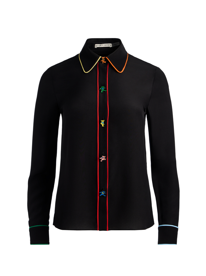 A+O X GRATEFUL DEAD WILLA BLOUSE - BLACK/MULTI image 6 - Alice And Olivia