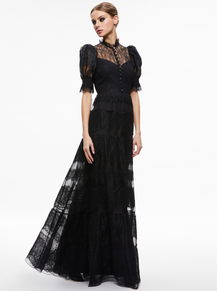 VERNITA TIERED MAXI DRESS - BLACK image 2 - Alice And Olivia