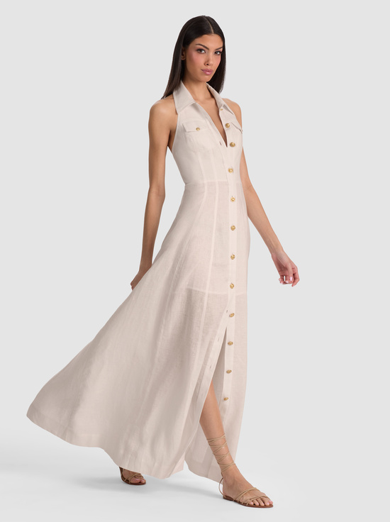 OATMEAL-KENDALL LINEN MAXI DRESS