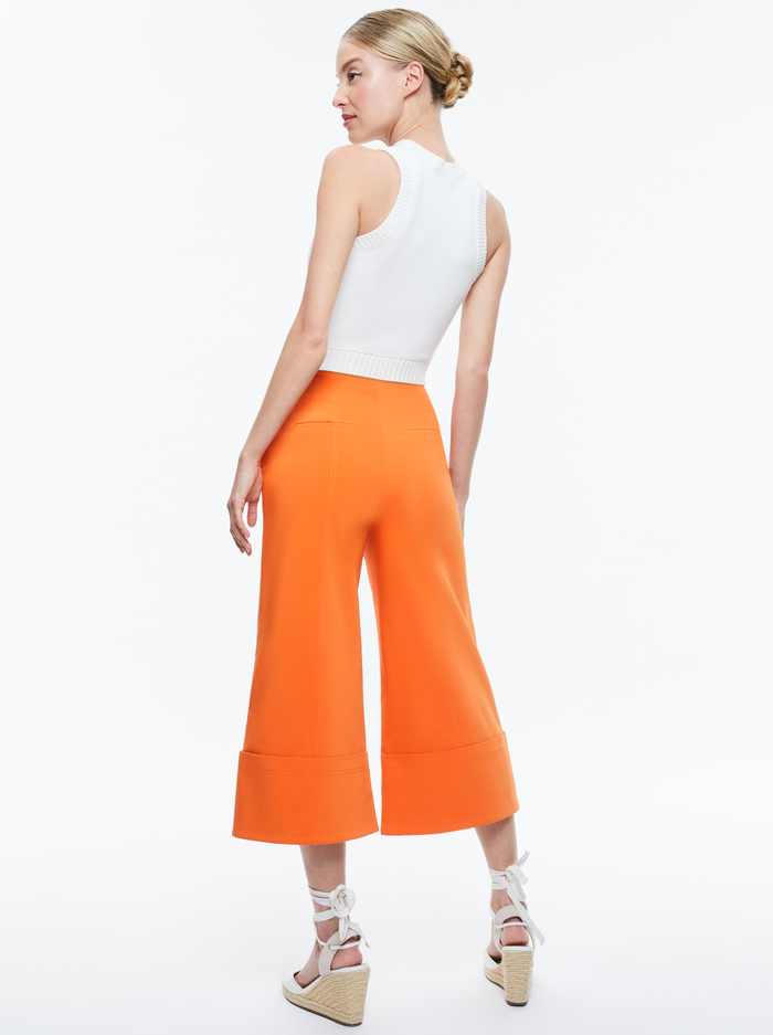 ANDRA WIDE LEG CROPPED CUFF PANT - LIGHT MANGO image 2 - Alice And Olivia