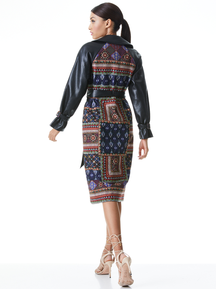 MALIA VEGAN LEATHER COMBO COAT - CARRIED AWAY MULTI/BLACK image 1 - Alice And Olivia