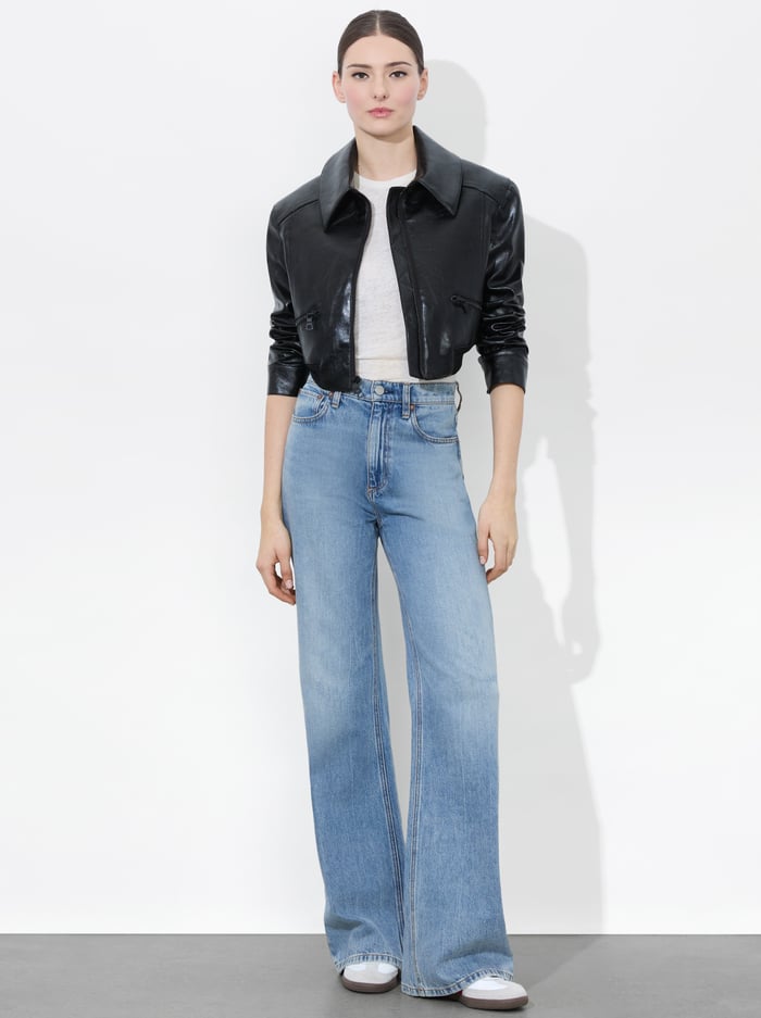 HYDE CROPPED VEGAN JACKET - BLACK image 1 - Alice And Olivia