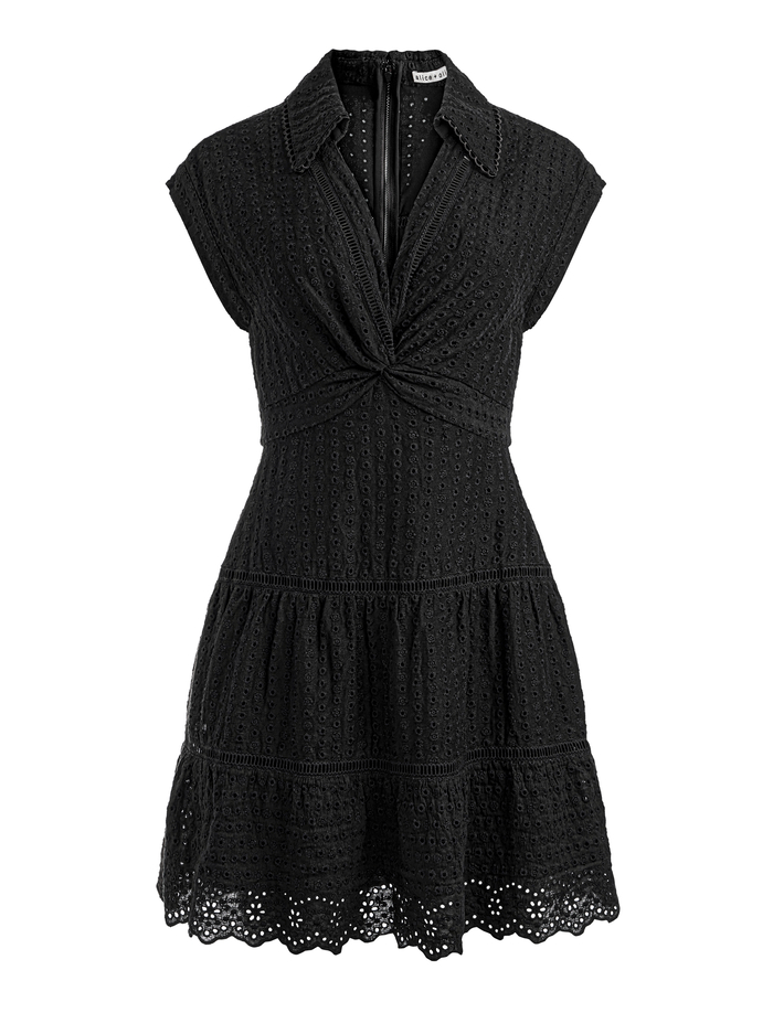 MILA EYELET MINI DRESS - BLACK image 5 - Alice And Olivia