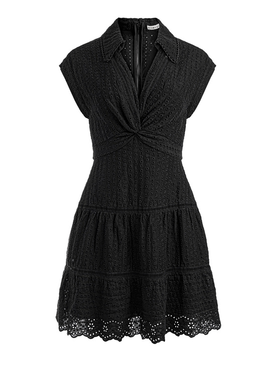 BLACK-MILA EYELET MINI DRESS