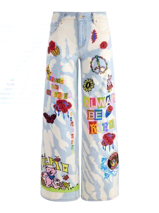 INDIGO BLEACHED TIE DYE-A+O X GRATEFUL DEAD AMAZING JEAN