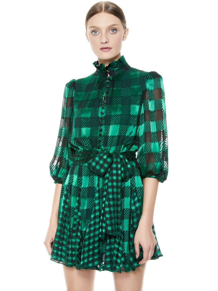 MINA PUFF SLEEVE MINI DRESS - GINGHAM BABE LG/COMBO image 4 - Alice And Olivia