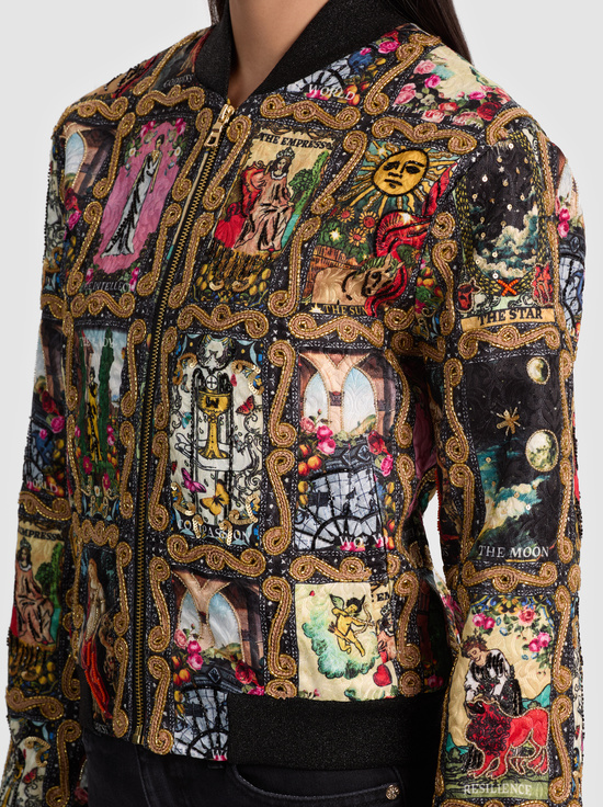 ENCHANTED TAROT-ASHER EMBELLISHED VARSITY JACKET