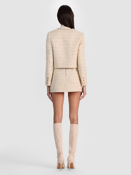 NATURAL-KIDMAN EMBELLISHED TWEED JACKET