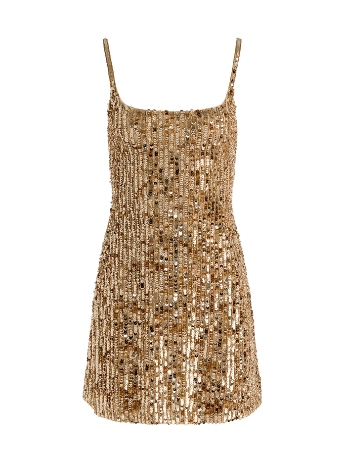 NINA EMBELLISHED MINI DRESS - CHAMPAGNE/GOLD image 6 - ALICE + OLIVIA