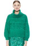 FRANCINE CABLEKNIT TURTLENECK - DARK TEAL