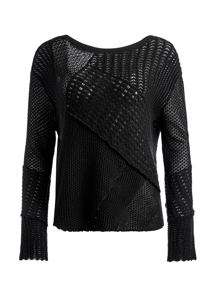 KRAVIT PATCHWORK SWEATER - BLACK image 5 - Alice And Olivia