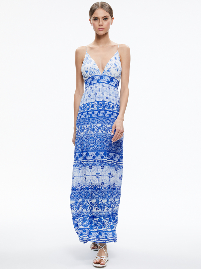 KAROLINA TIE BACK MAXI DRESS - GREEK TILE image 2 - Alice And Olivia