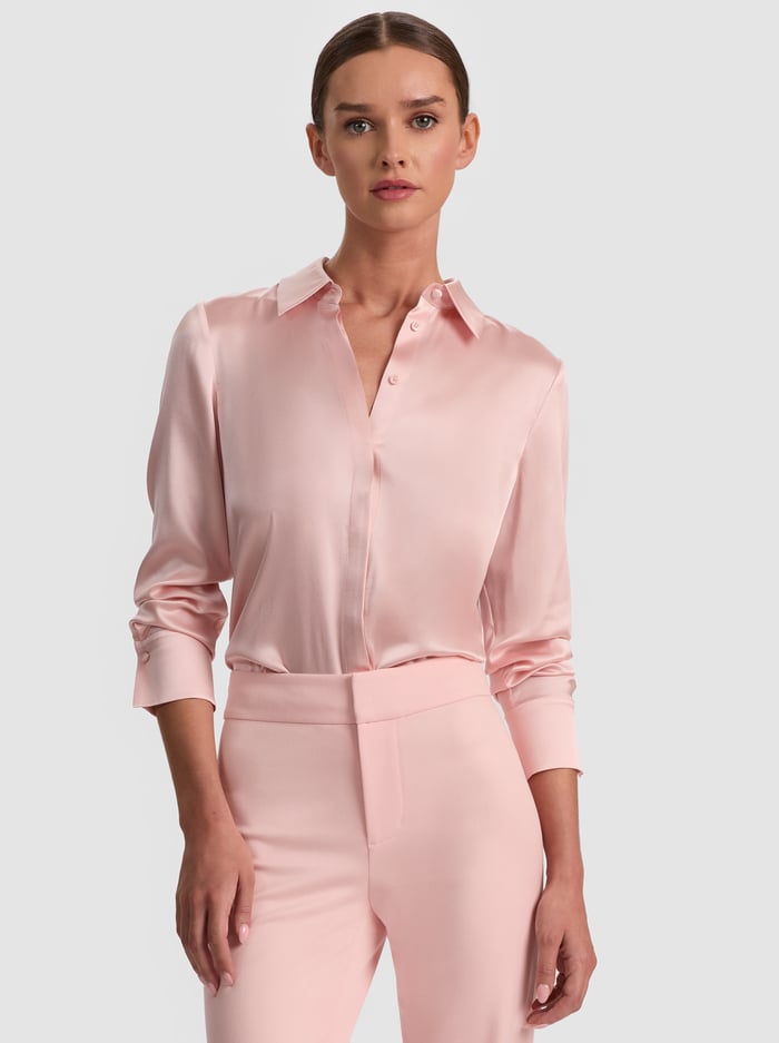 BRADY SLIM BUTTON DOWN - ENGLISH ROSE - ALICE + OLIVIA
