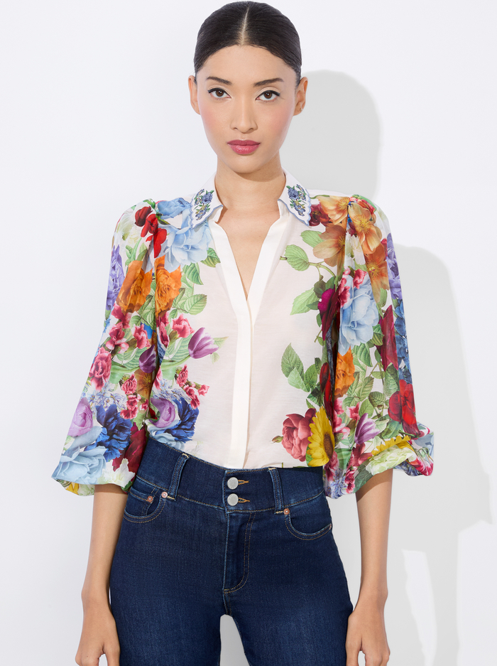ROANNE BUTTON DOWN - GARDEN BRUNCH OFF WHITE - Alice And Olivia