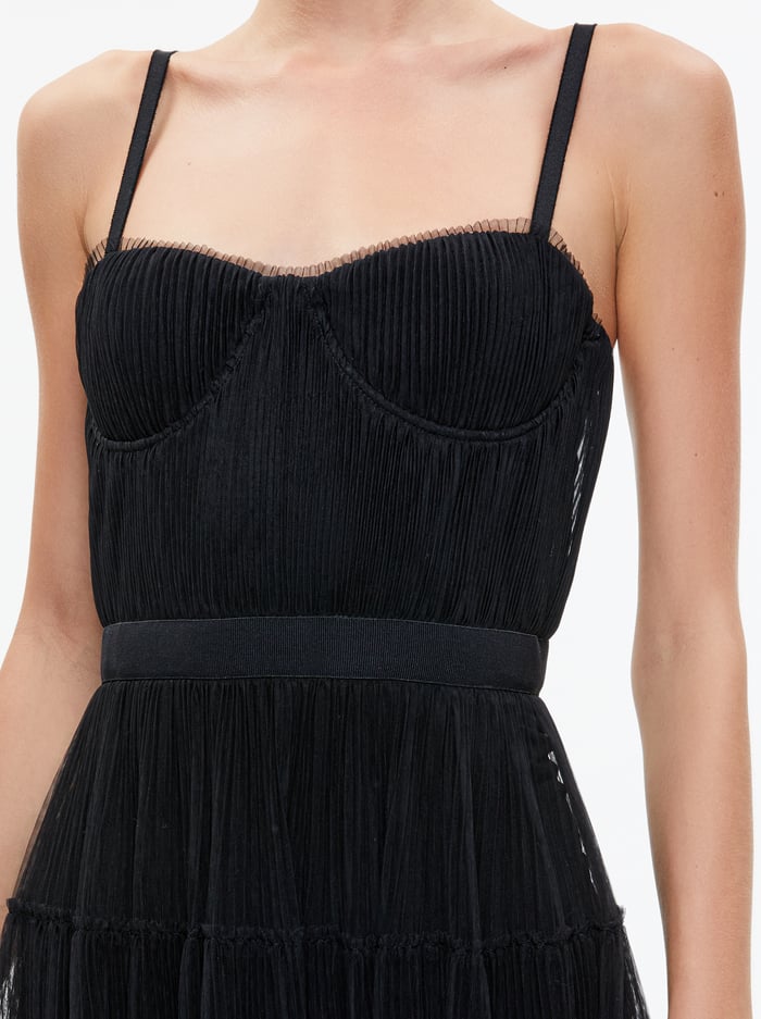 DEENA PLEATED MAXI DRESS WITH HOT PANT - BLACK image 3 - Alice And Olivia