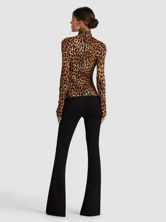 SPOTTED LEOPARD-DELAINA TURTLENECK TOP
