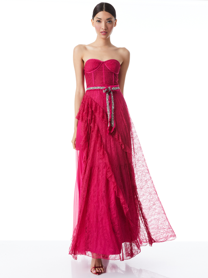 BREE RUFFLE PLEATED BALLGOWN - RASPBERRY image 2 - Alice And Olivia
