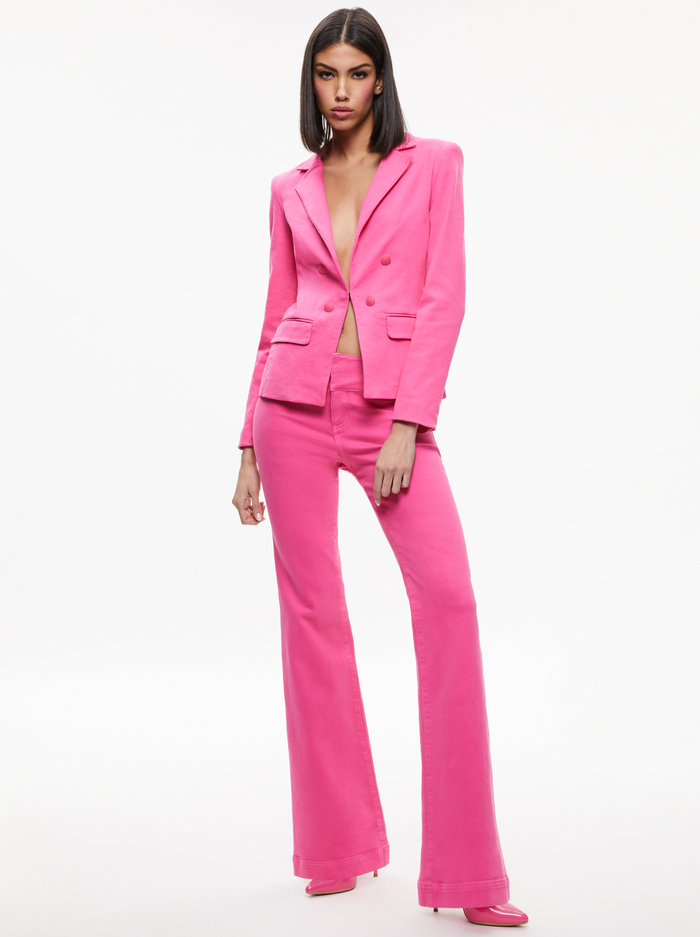 MYA NOTCH COLLAR FITTED DENIM BLAZER - CANDY image 2 - Alice And Olivia