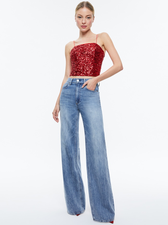 CERESI SEQUIN BANDEAU TOP - RED APPLE image 4 - Alice And Olivia