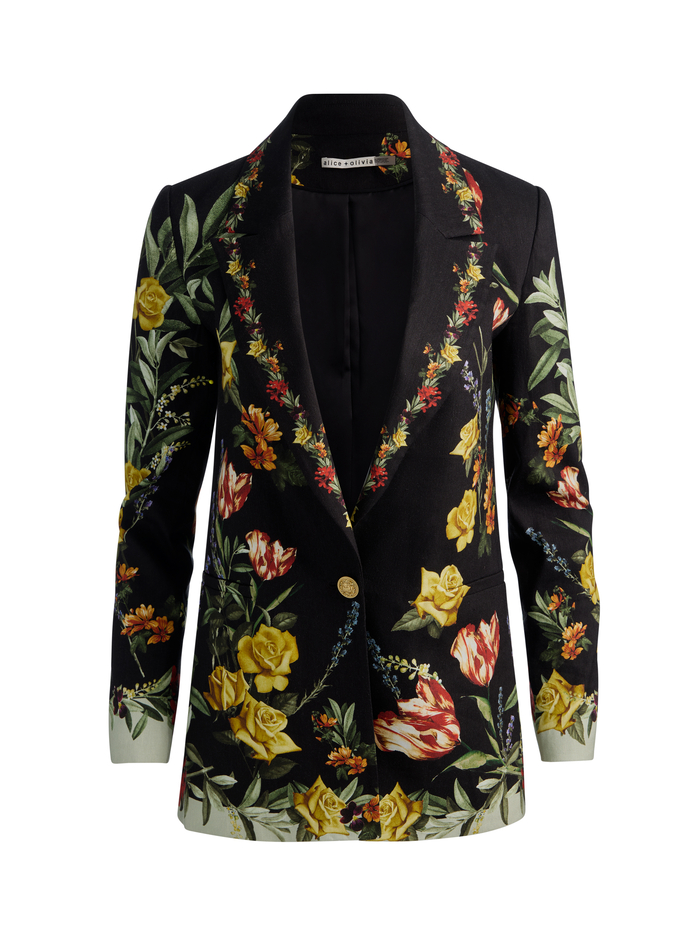 DENNY LINEN BOYFRIEND BLAZER - DESERT SPRIGS BLACK image 5 - ALICE + OLIVIA
