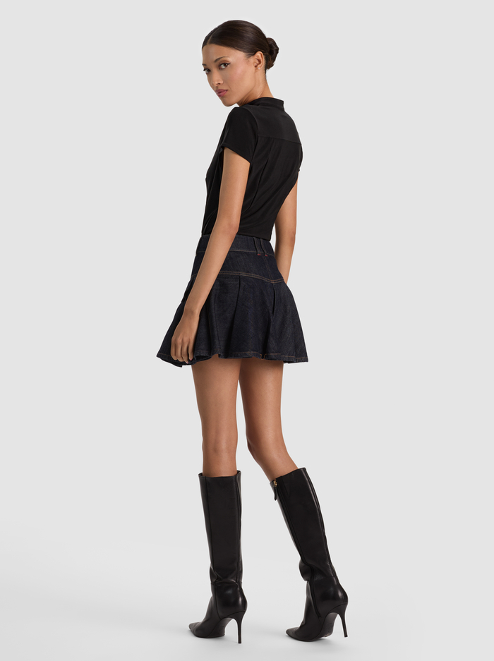 TRINITY DENIM RUFFLE SKIRT - DARK RINSE image 2 - ALICE + OLIVIA