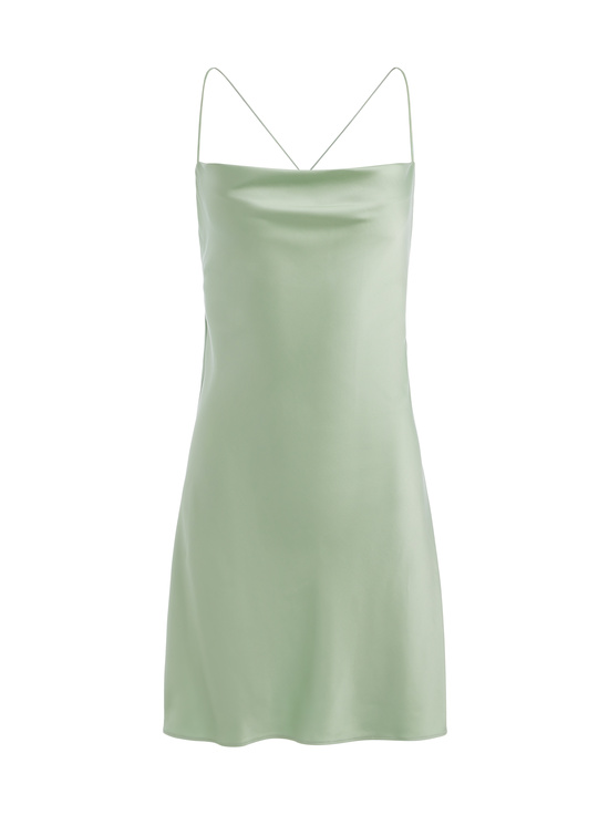 GREEN TEA-HARMONY COWL BACK SLIP DRESS