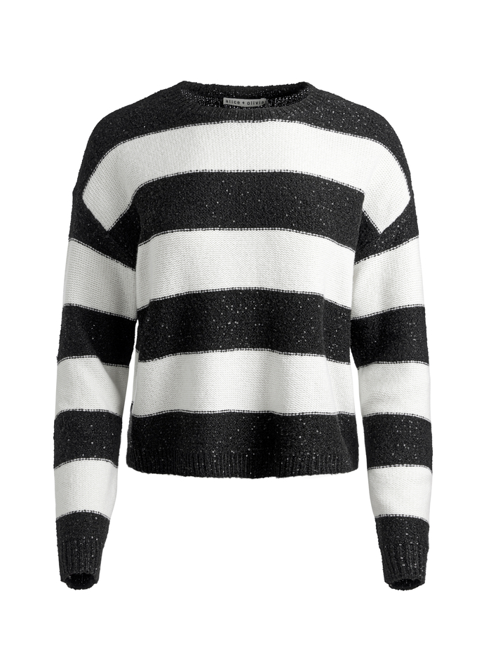 JACQUES SEQUIN PULLOVER - SOFT WHITE/BLACK image 5 - Alice And Olivia