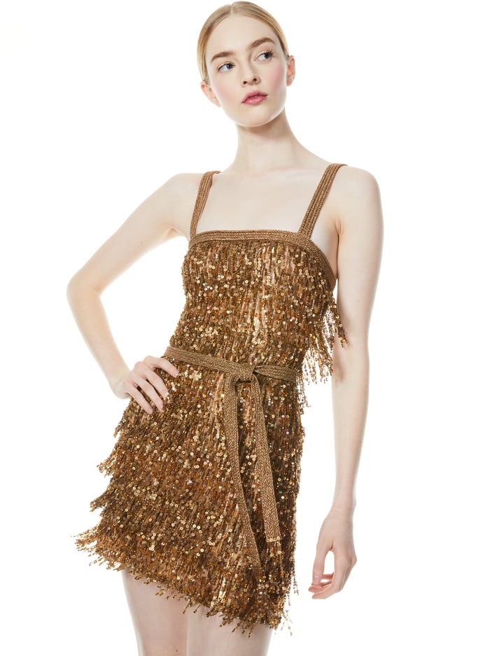 SONJA SEQUIN MINI DRESS - BRONZE image 2 - Alice And Olivia