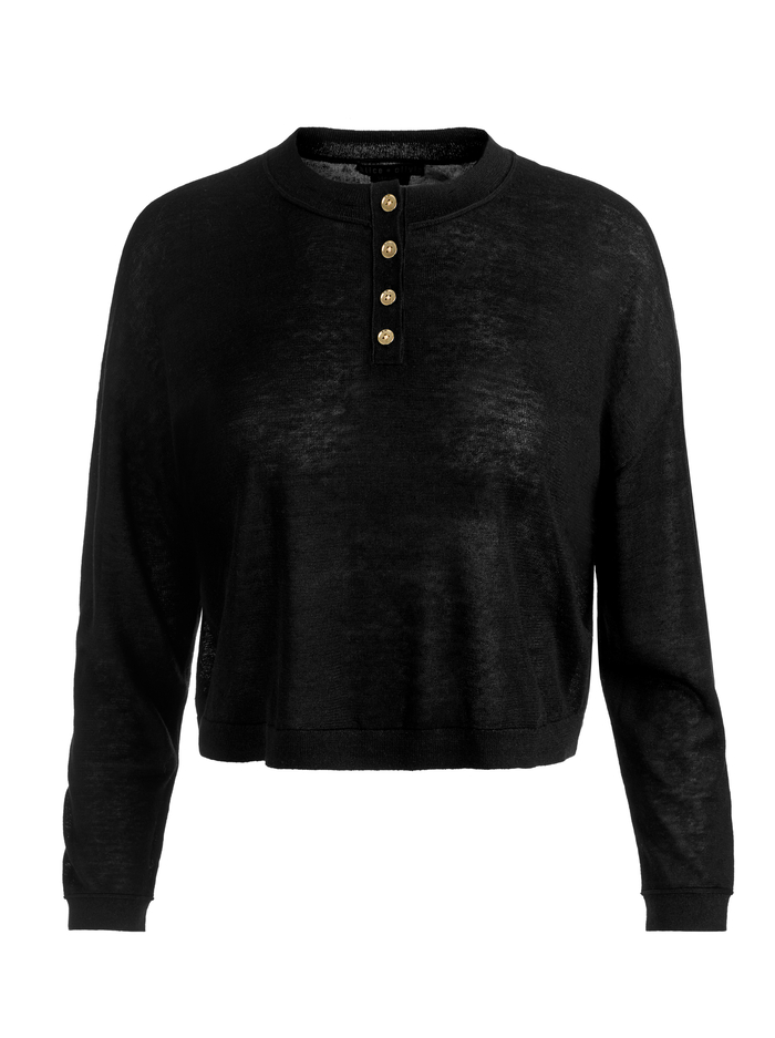 ALAINA LINEN HENLEY - BLACK image 5 - ALICE + OLIVIA