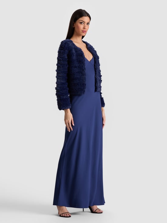 INDIGO-FAWN FAUX FUR JACKET