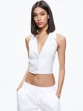 MERI CROPPED HALTER BLAZER TOP - WHITE