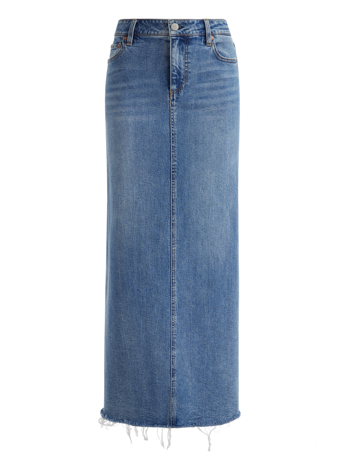 MARISSA HIGH RISE MAXI SKIRT WITH SIDE SLIT - BROOKLYN BLUE image 5 - Alice And Olivia
