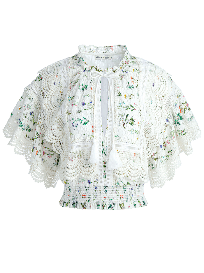 TABITHA LACE BUTTON FRONT CROPPED BLOUSE - GEORGIA FLORAL image 5 - Alice And Olivia