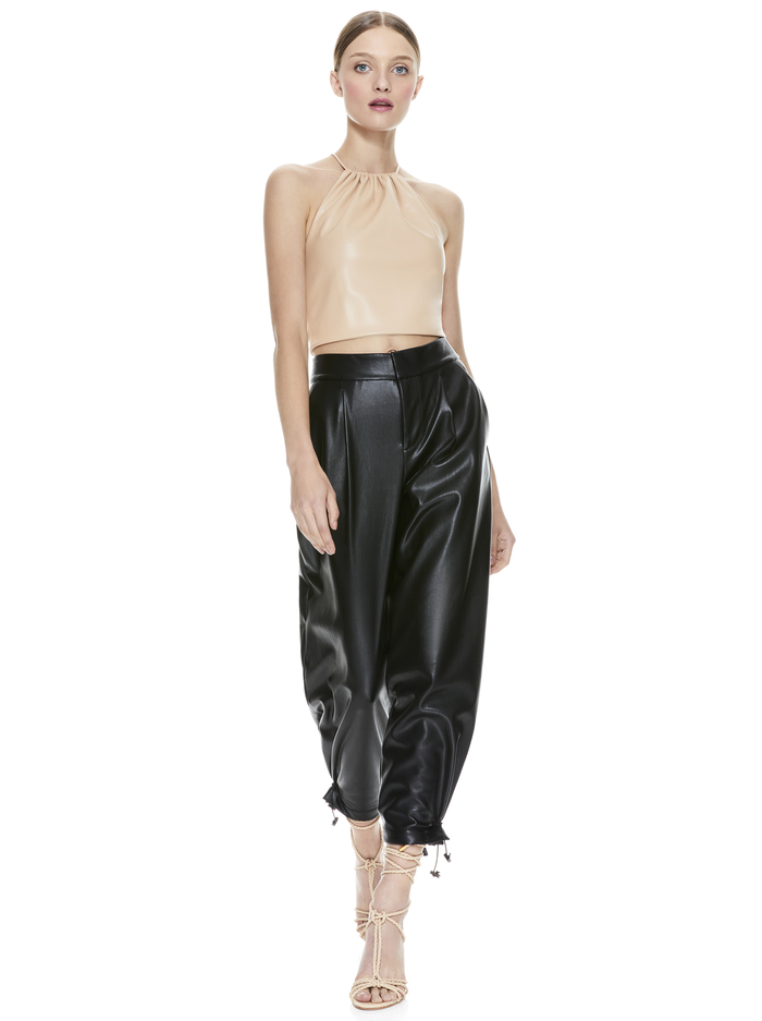 ZUMI VEGAN LEATHER CROP TOP - ALMOND image 2 - ALICE + OLIVIA