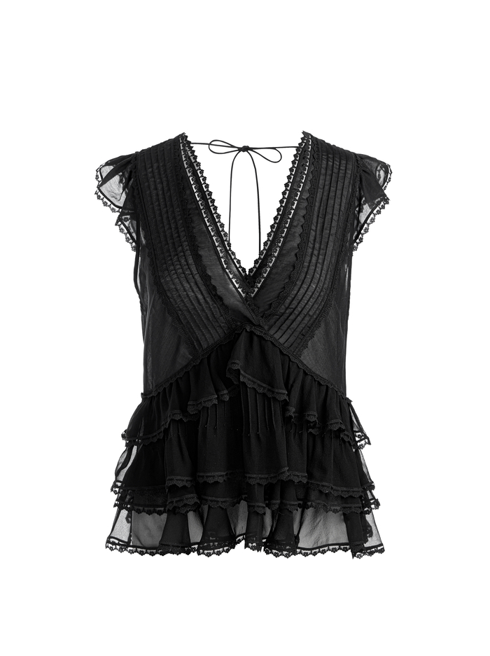 BLANCHE RUFFLED TOP - BLACK image 5 - Alice And Olivia
