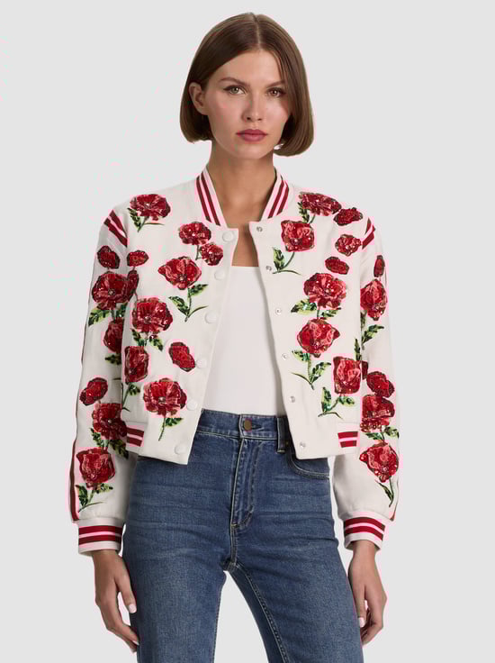 SUMMER POPPY-KERI EMBELLISHED VARSITY JACKET