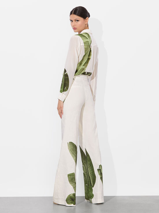 JUNGLE PALM OFF WHITE-DYLAN LINEN PANT