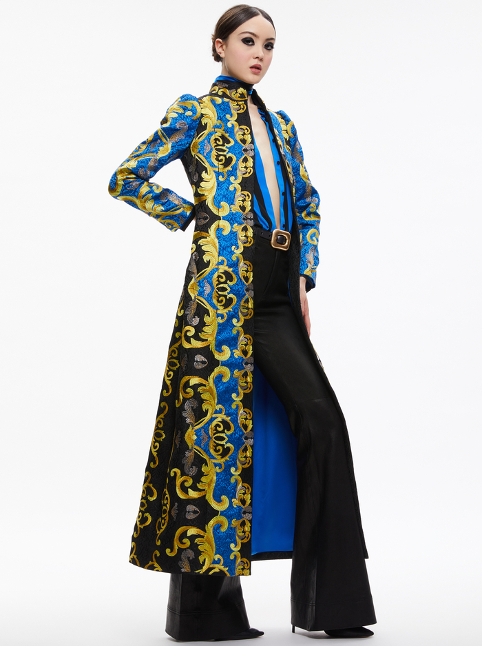THOMAS EMBROIDERED COAT - SAPPHIRE/BLACK image 4 - Alice And Olivia