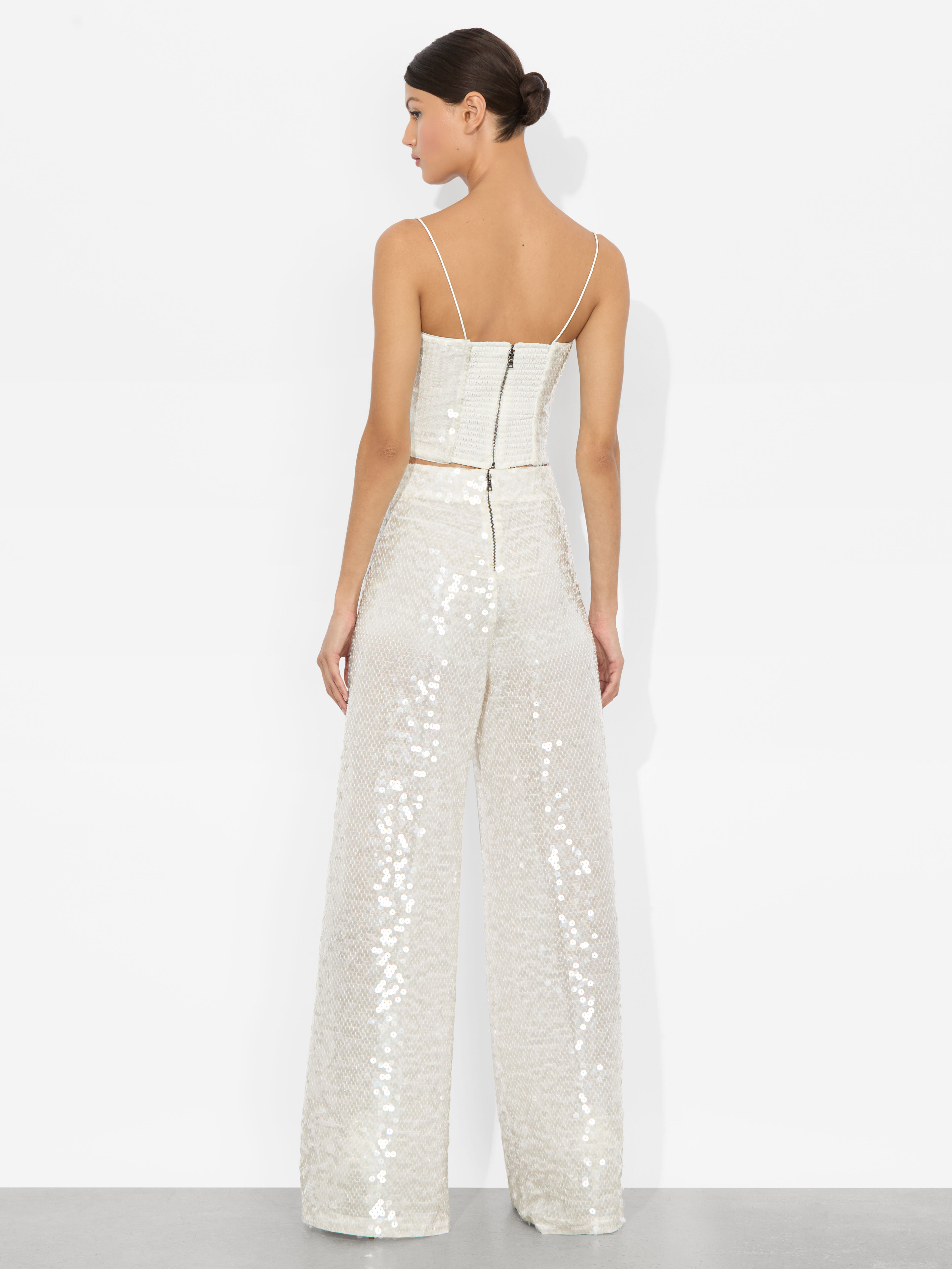 Alice Olivia SALE 高級メタリックワイドレッグパンツ Alice + Olivia Rhinestone Stretch Boot-Cut Pants | Saks