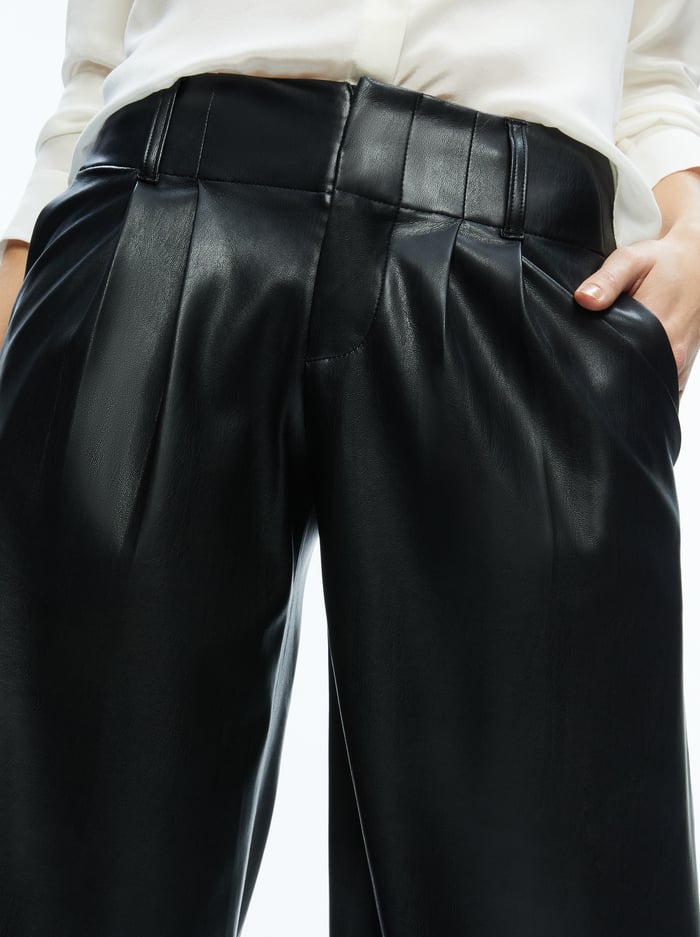 ANDERS VEGAN LEATHER LOW RISE PANT - BLACK image 3 - Alice And Olivia