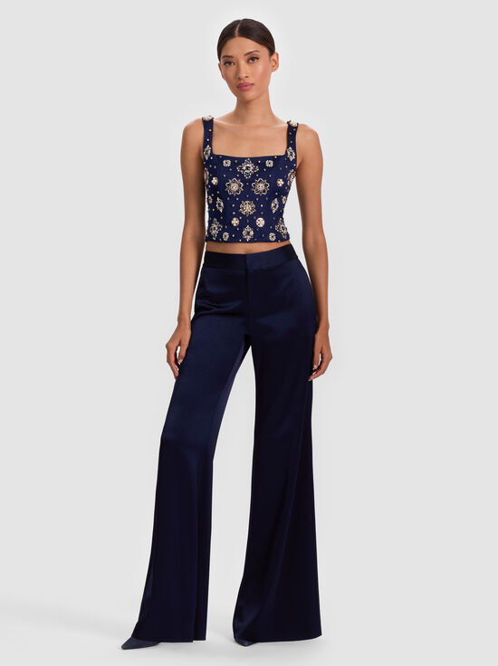 MIDNIGHT BLUE-LILLIANNA EMBELLISHED CORSET TOP