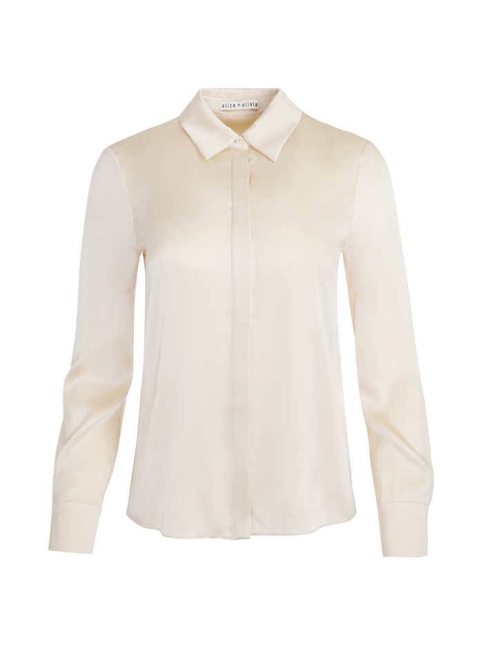 BRADY SILK BLOUSE - CHINO image 5 - Alice And Olivia